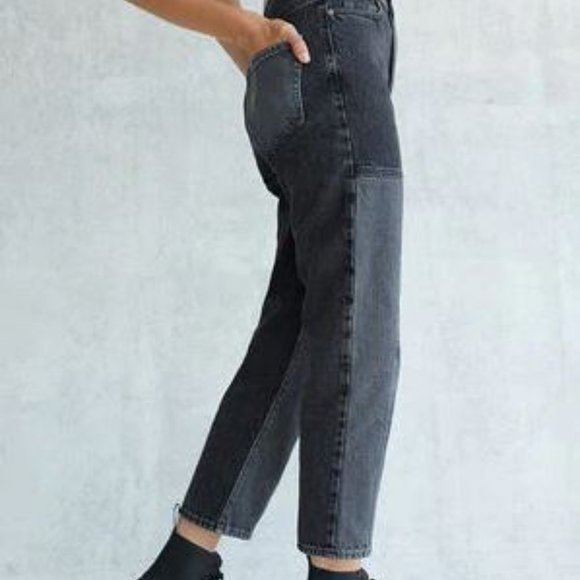 NWT PacSun Eco Two-Tone Black High Waisted Straight Leg Jeans (size 30) - Picture 2 of 8